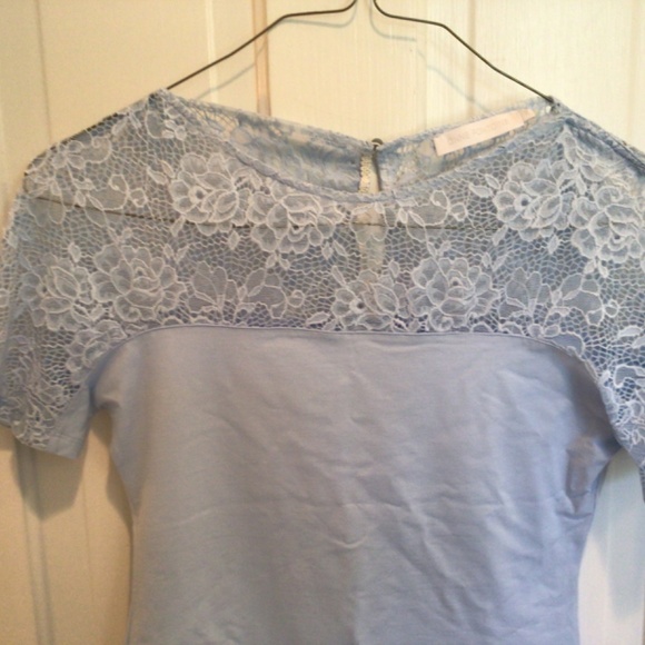 Anne Fontaine Light Blue Lace Short Sleeve Top - Picture 3 of 12